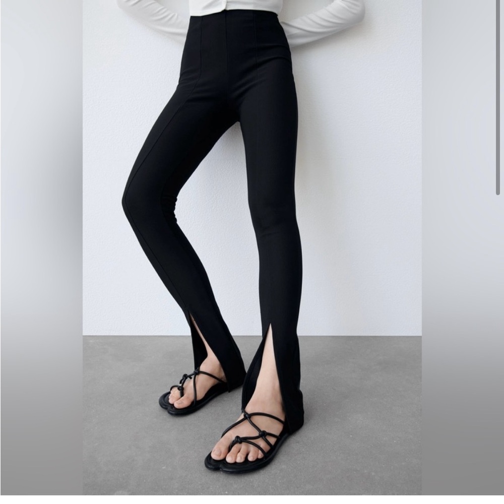 Zara SLIT RIBBED LEGGINGS
